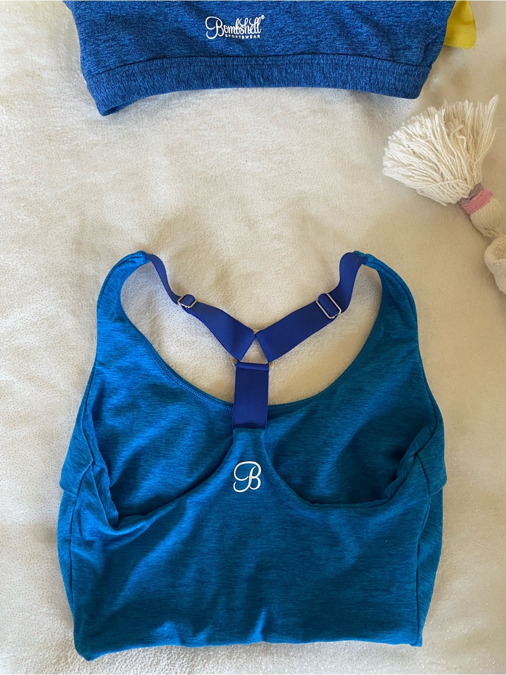 Bombshell Sportswear Blue Racerback Seamless Sports Bra Size XS